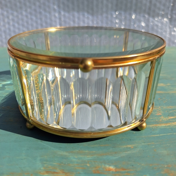 Glass Display Box Gold Metal Jewelry Box Display Case Holder Stained Glass - Picture 4 of 16